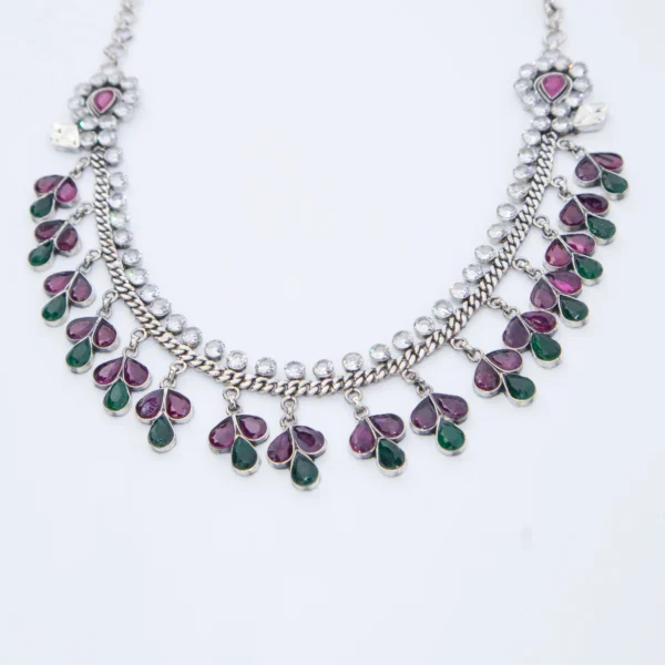 Regal Grace Ruby & Panna Silver Necklace - Image 3